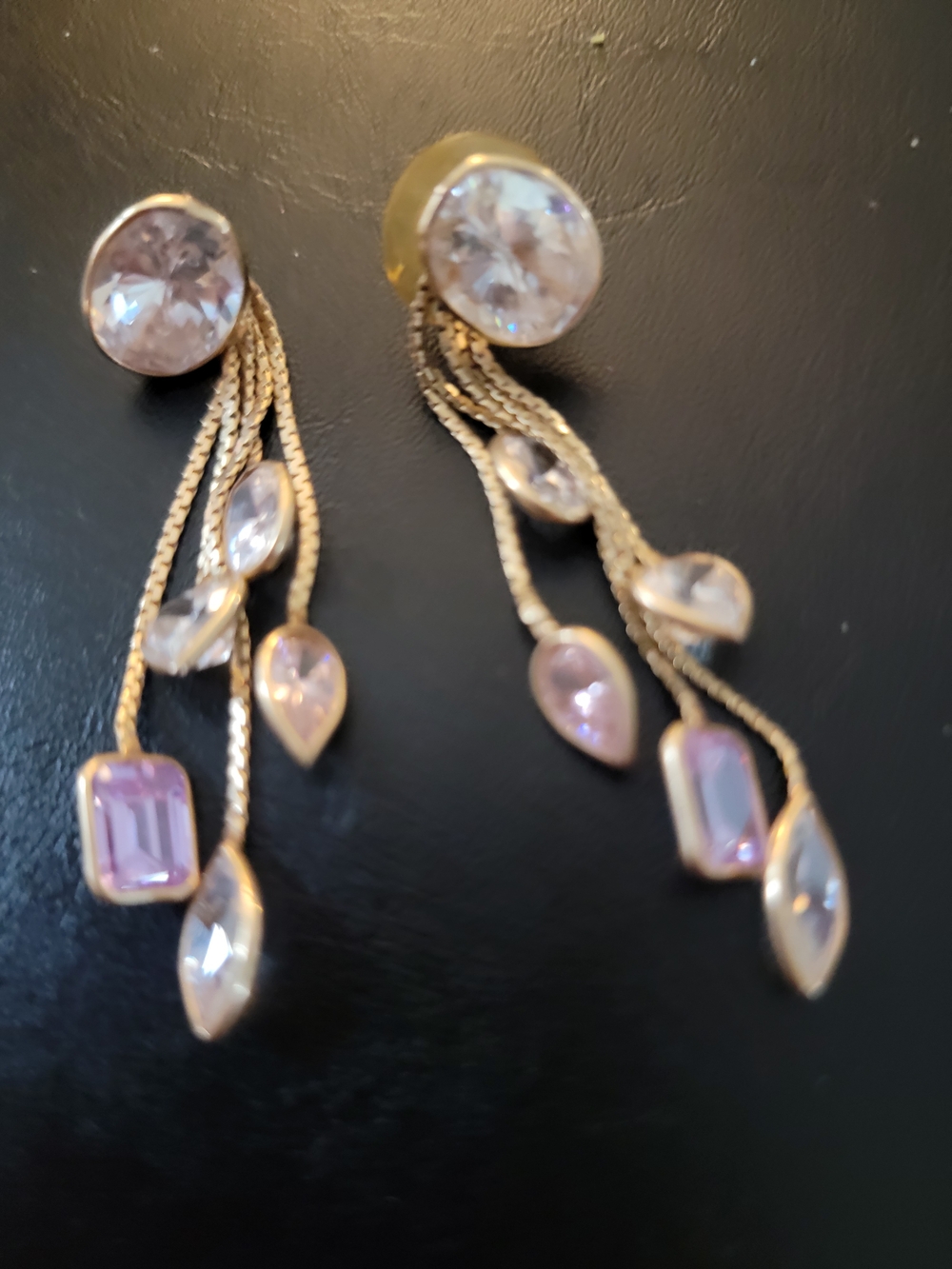 jcpenney Gold-Tone Dangle Earrings with Pink and Clear Stones
